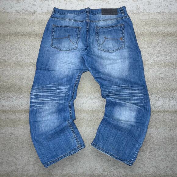 Vintage Skater Wide Leg Jeans Rocawear Light Wash Baggy Denim Rap Style Art Y2K